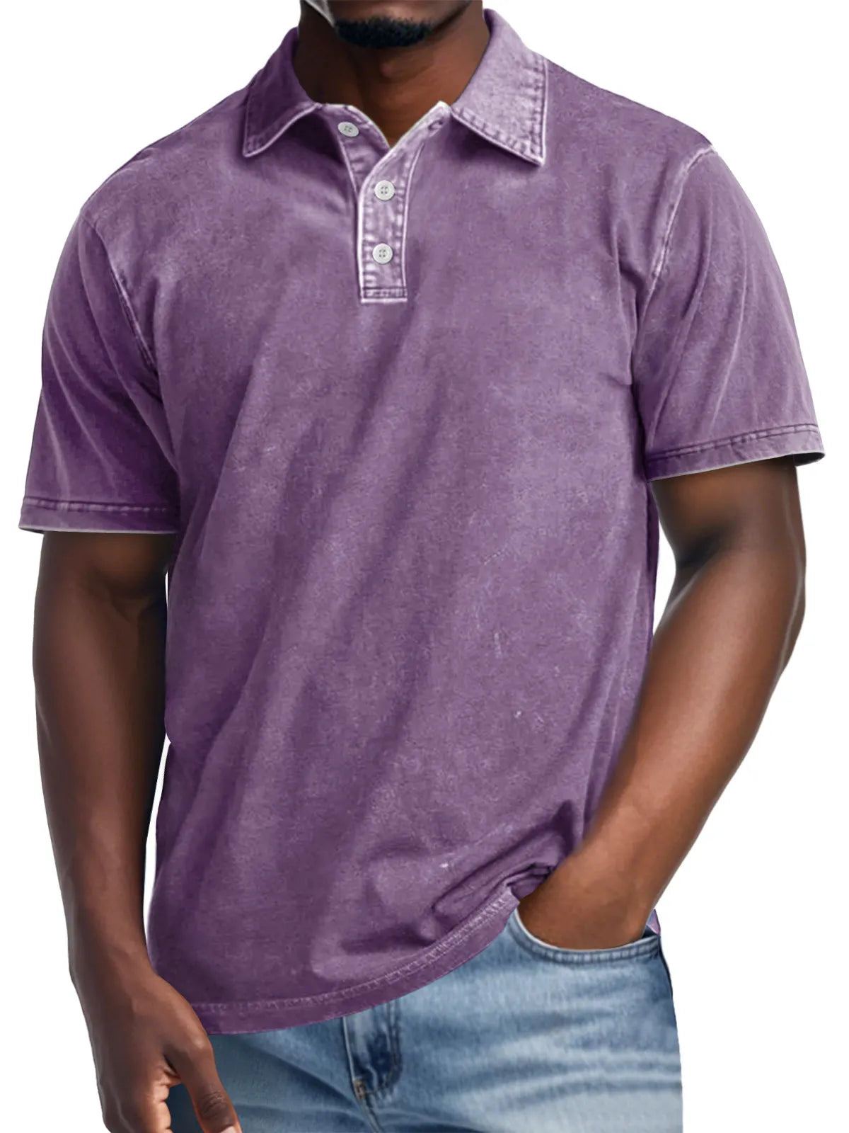 Men's Retro Lapel Button Casual Short Sleeve POLO Shirt