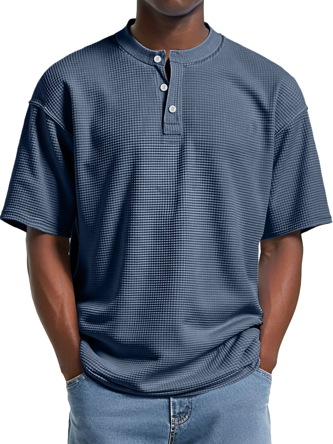 Men's Everyday Waffle Casual Comfort Short Sleeve Henley