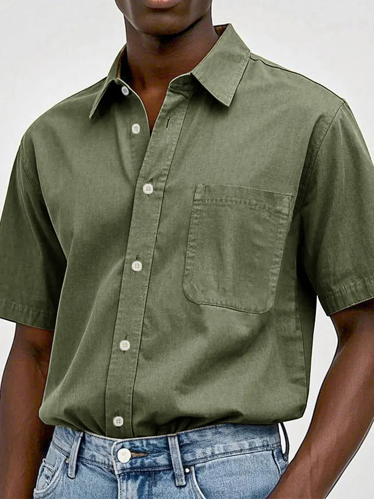 Men's Fashion Casual Retro Pure Cotton Lapel Shirts