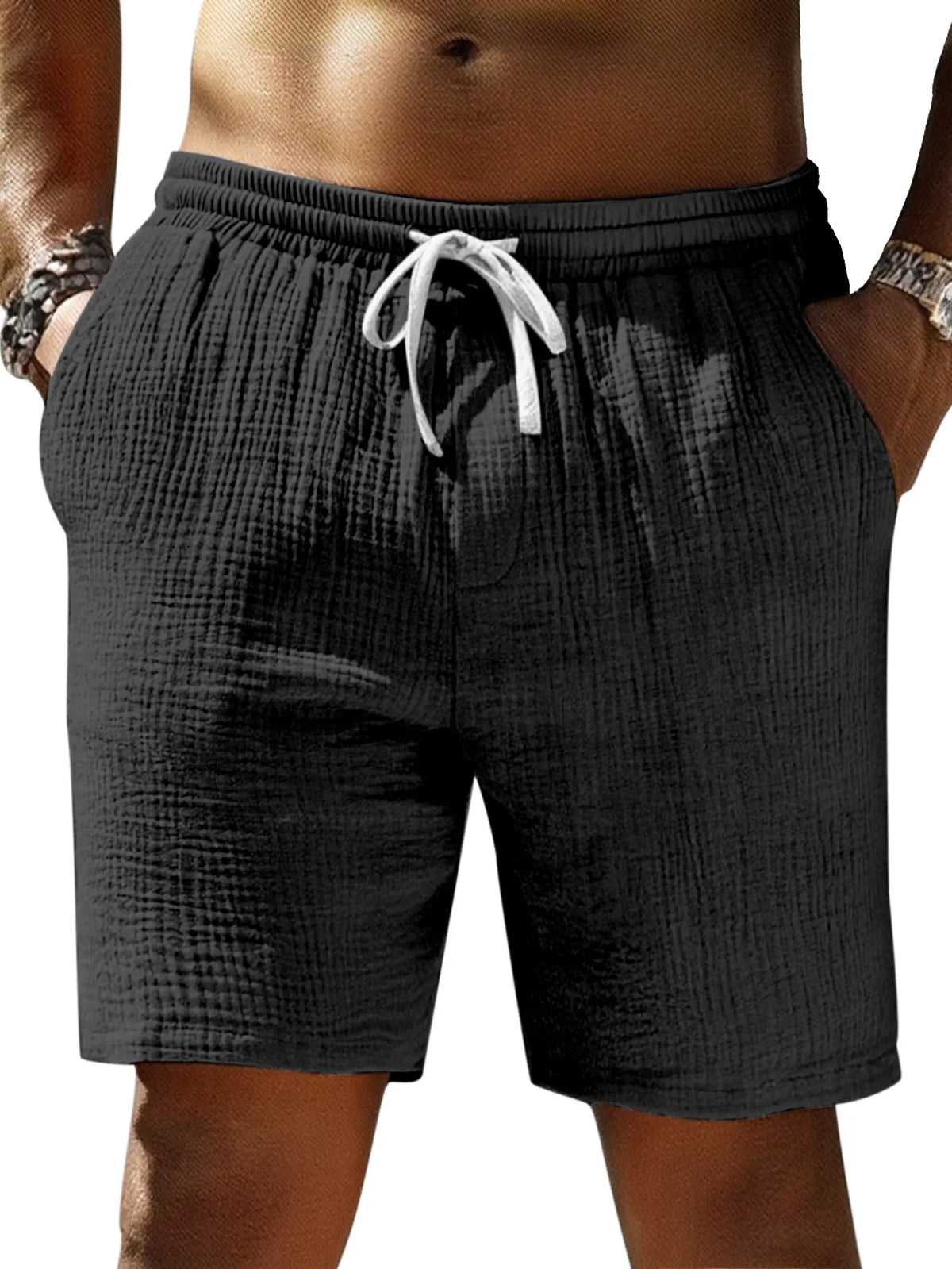 Men's Casual Simple Textured Loose Shorts