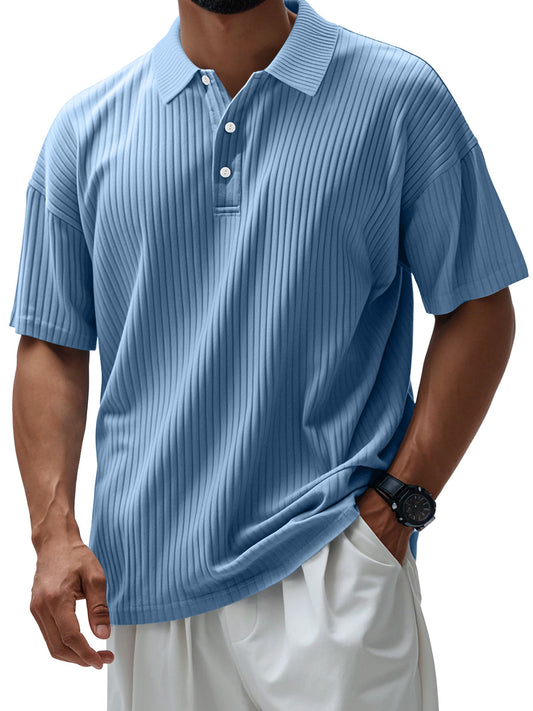 Men's Casual Pit Lapel Button Short Sleeve POLO Shirt