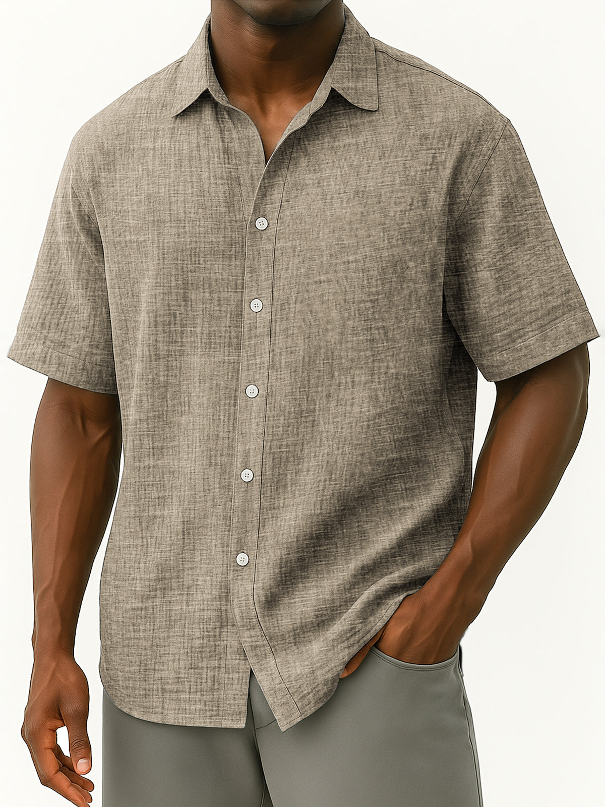Men's Linen Breathable Loose Casual Daily Loose Button-down Short-sleeved Shirt