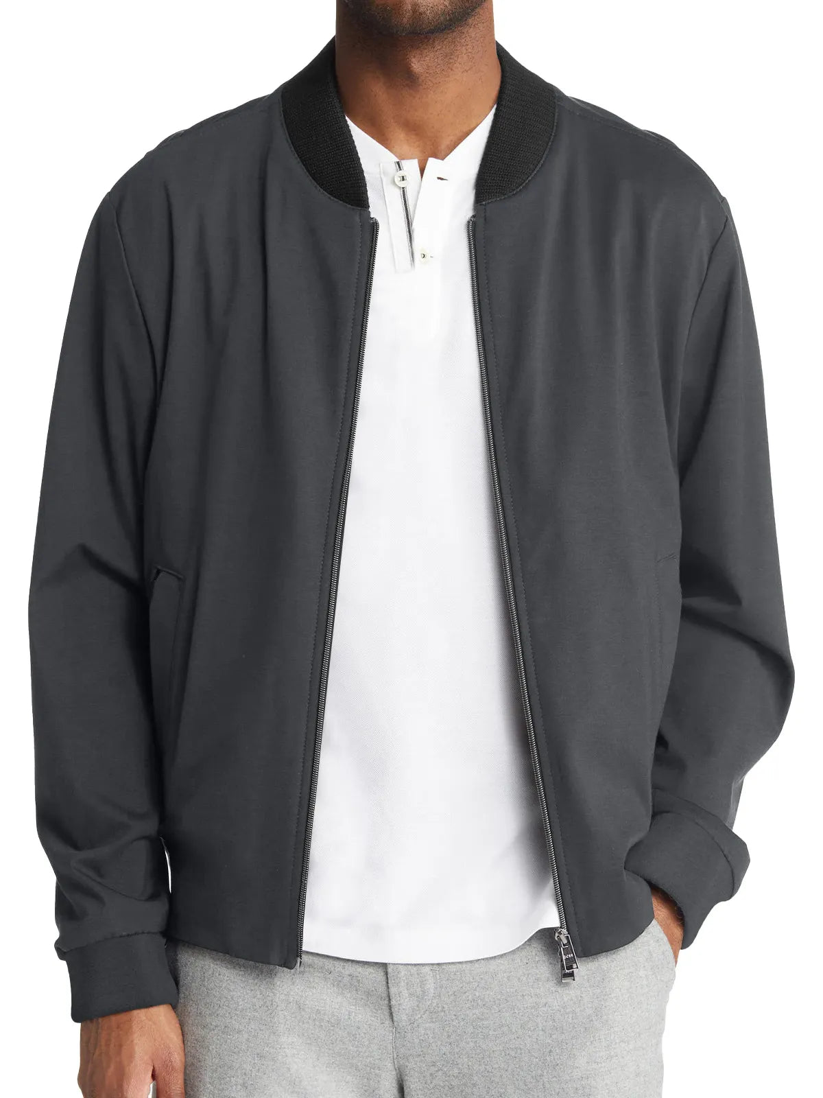 Men's Casual Stand Collar Zipper Pocket Solid Color Baseball Uniform Jacket