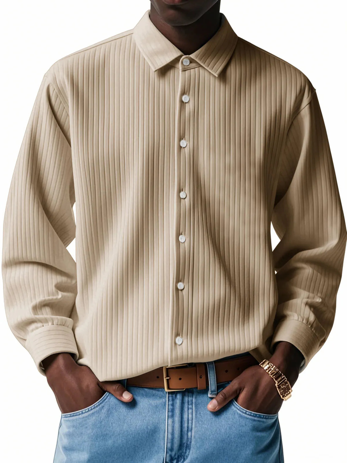 Men's Fashion Casual Corduroy Long Sleeve Shirt