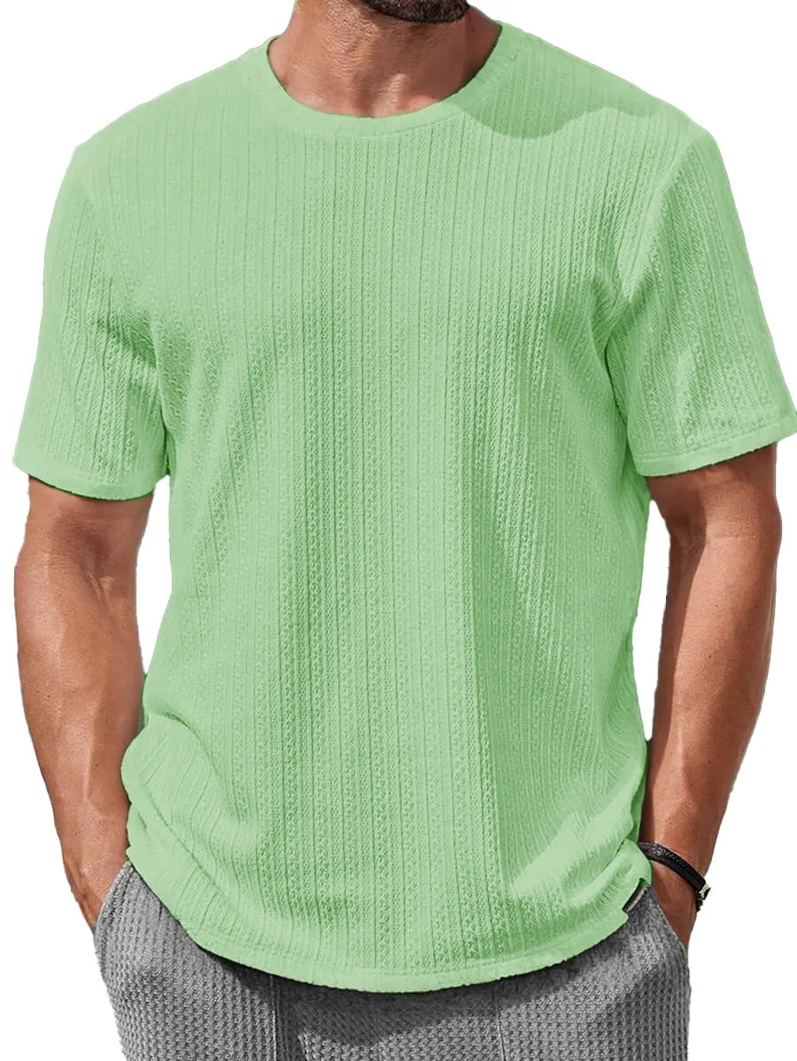 Men's Fashion Casual Jacquard Round Neck Short-sleeved T-shirt
