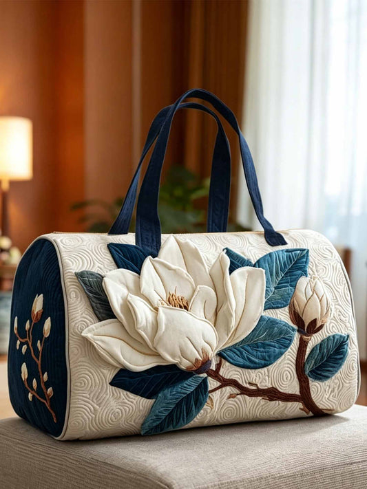 Elegant Petals Quilted Floral Duffle Bag