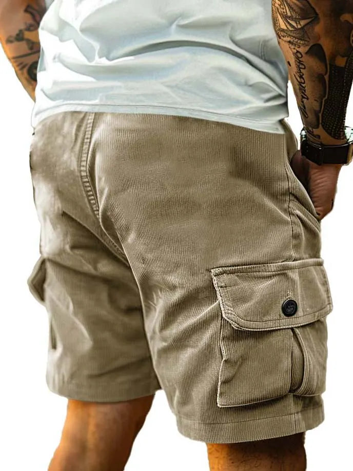 Men's Retro Workwear Stripe Fabric Pocket Shorts