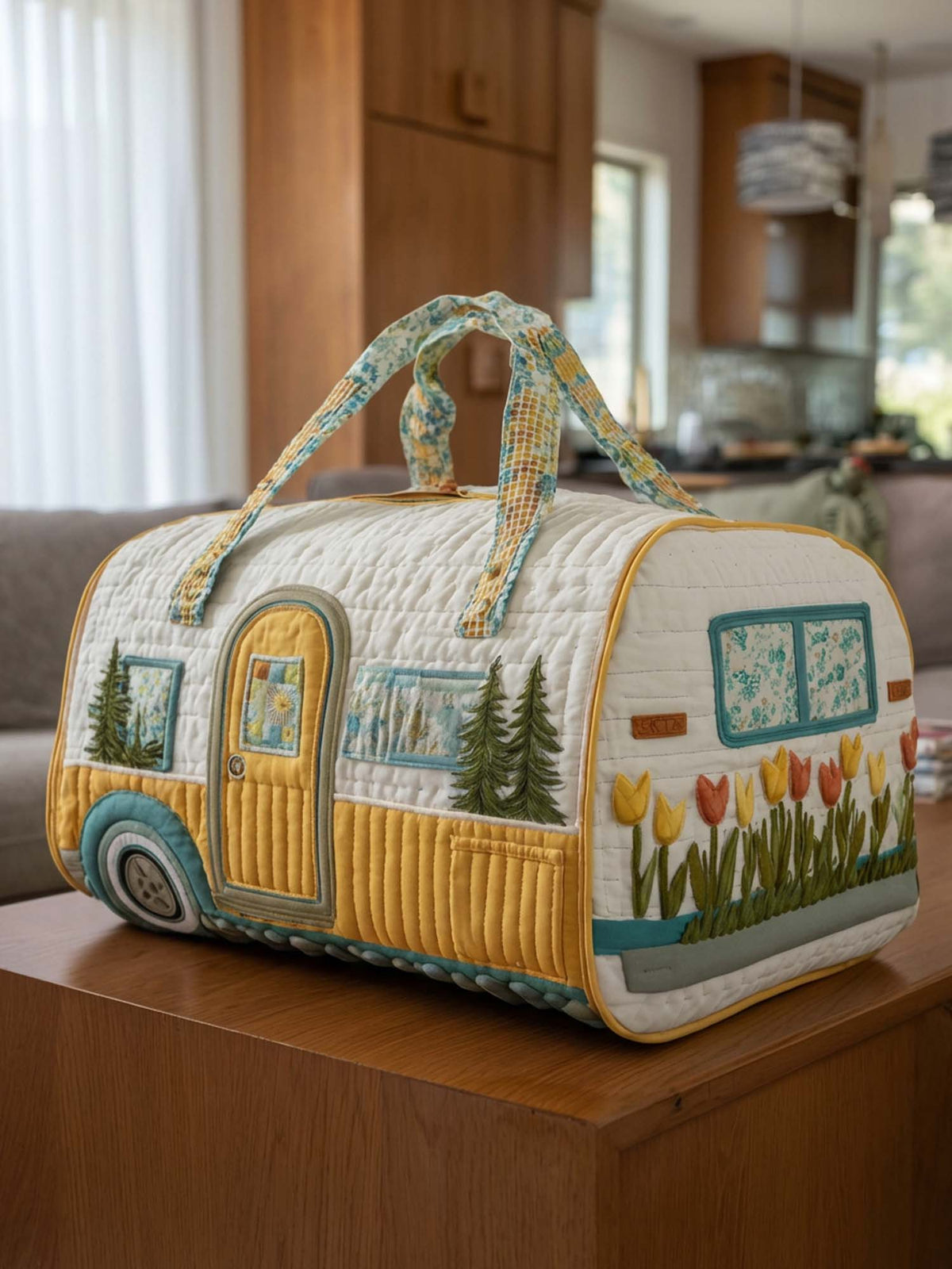 Vintage Camping Trailer Quilted Duffle Bag