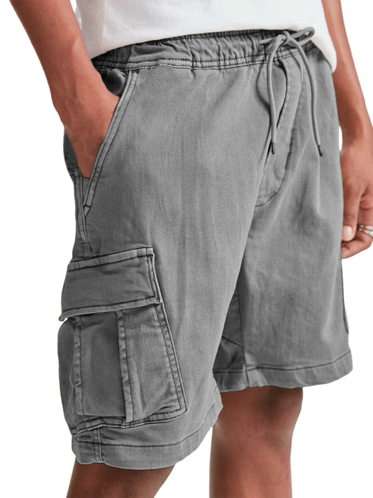 Men's Multi-Pocket Utility Cargo Pants Stylish Lace-up Casual Bermuda Shorts
