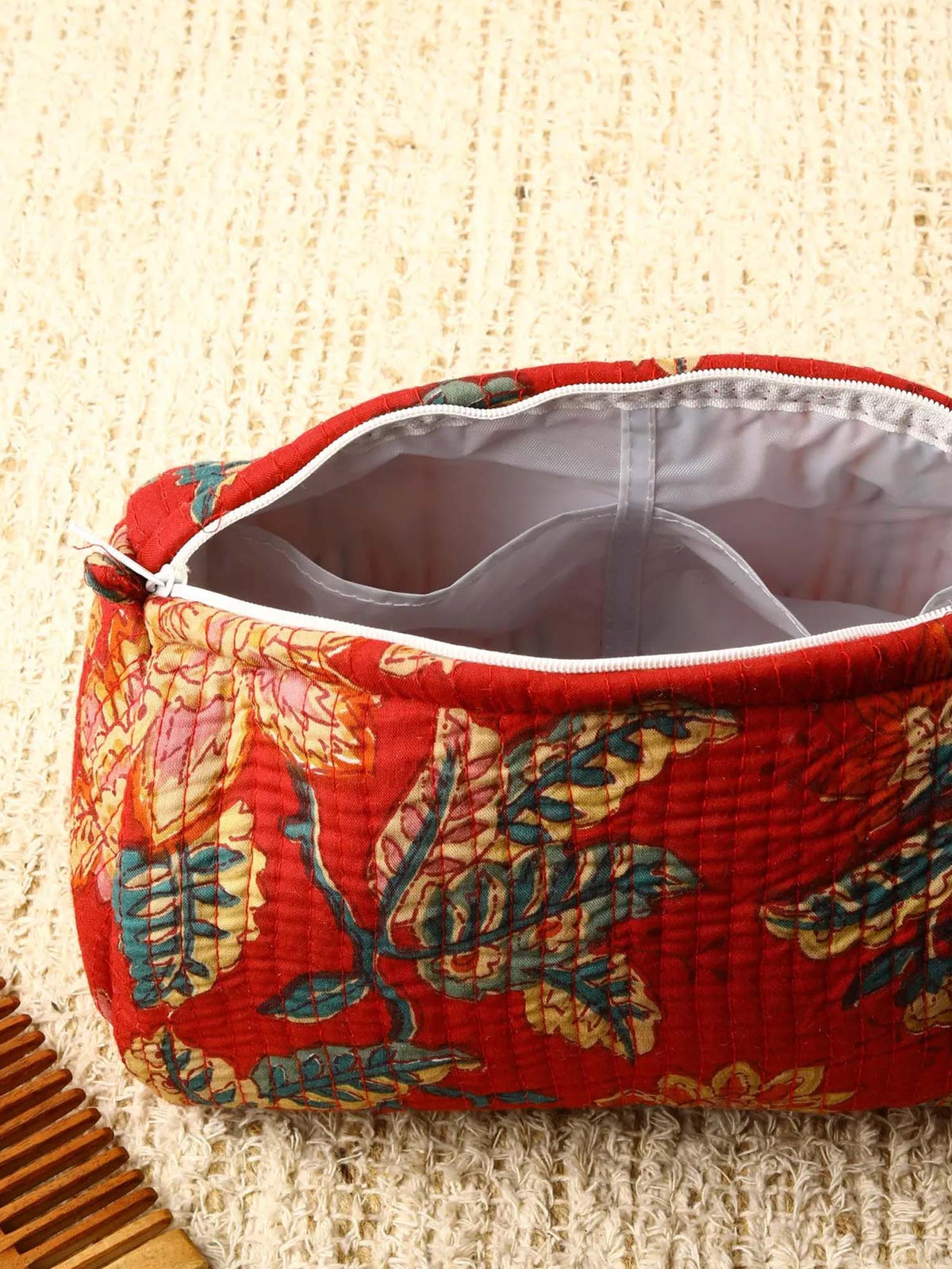 Lily of the Valley Cotton Quilted Cosmetic Bag