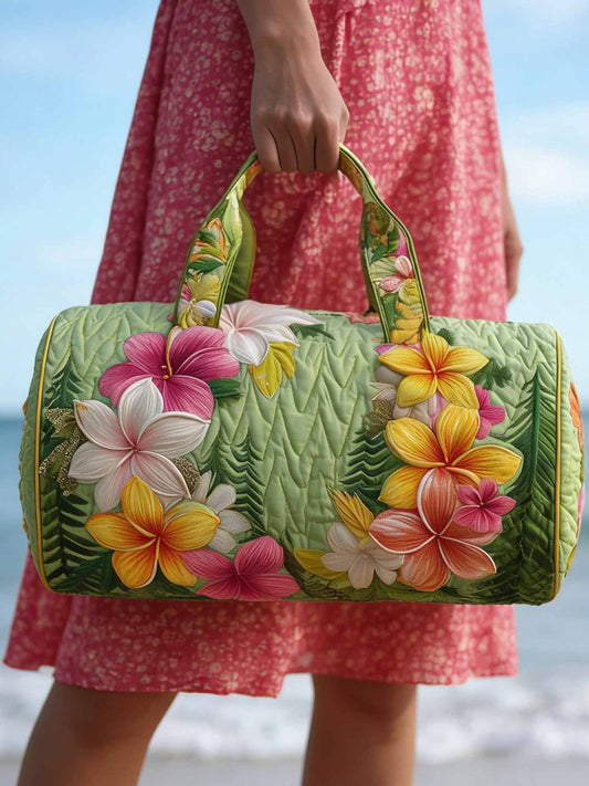 Plumeria Blossom Quilted Duffle Bag Style C
