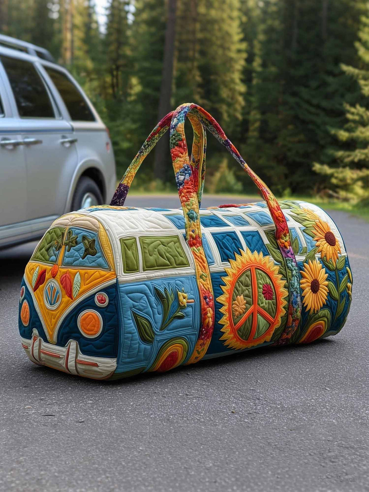 Hippie Vibe Quilted Duffle Bag