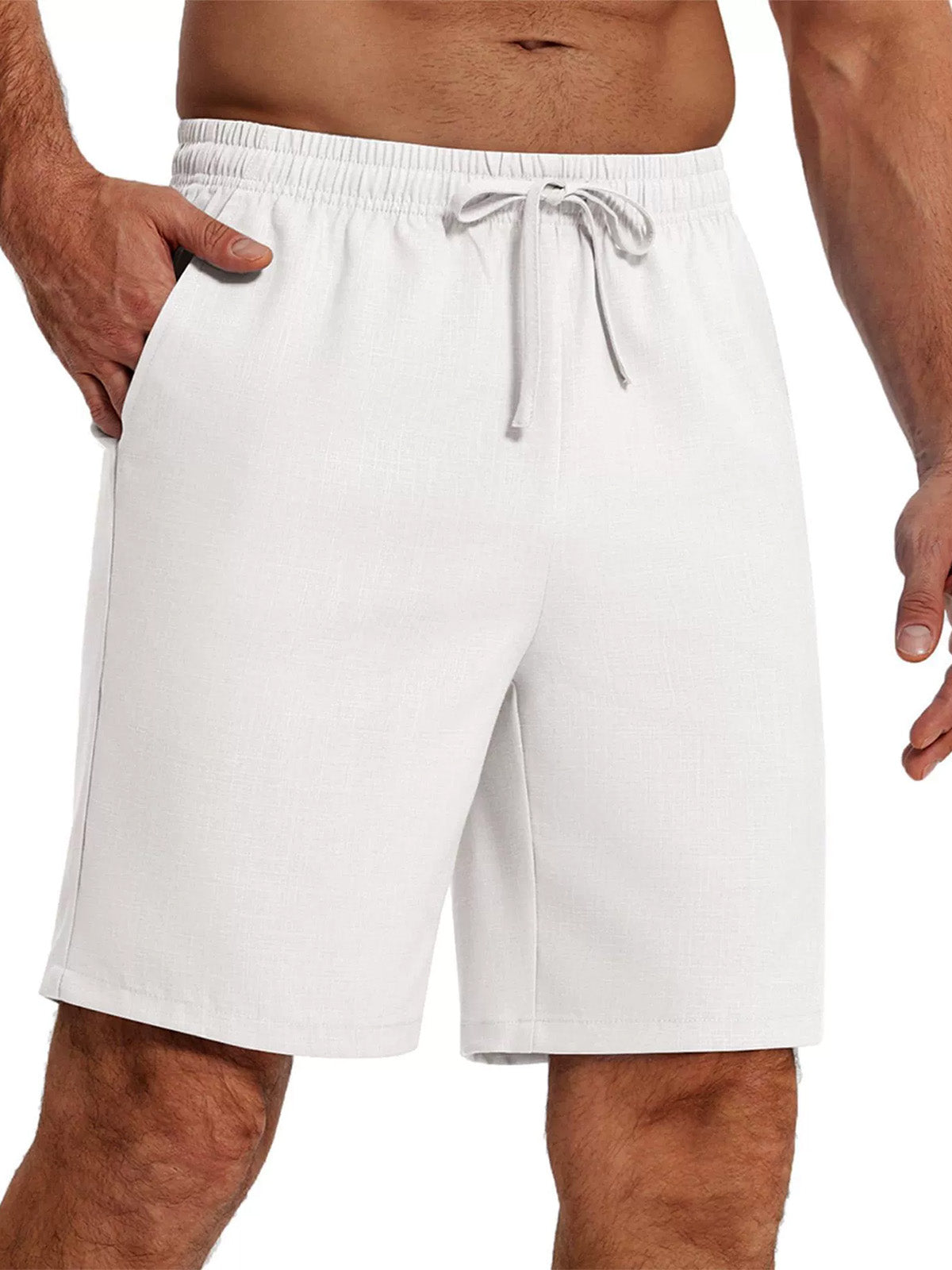 Men's Casual Solid Color Cotton And Linen Shorts