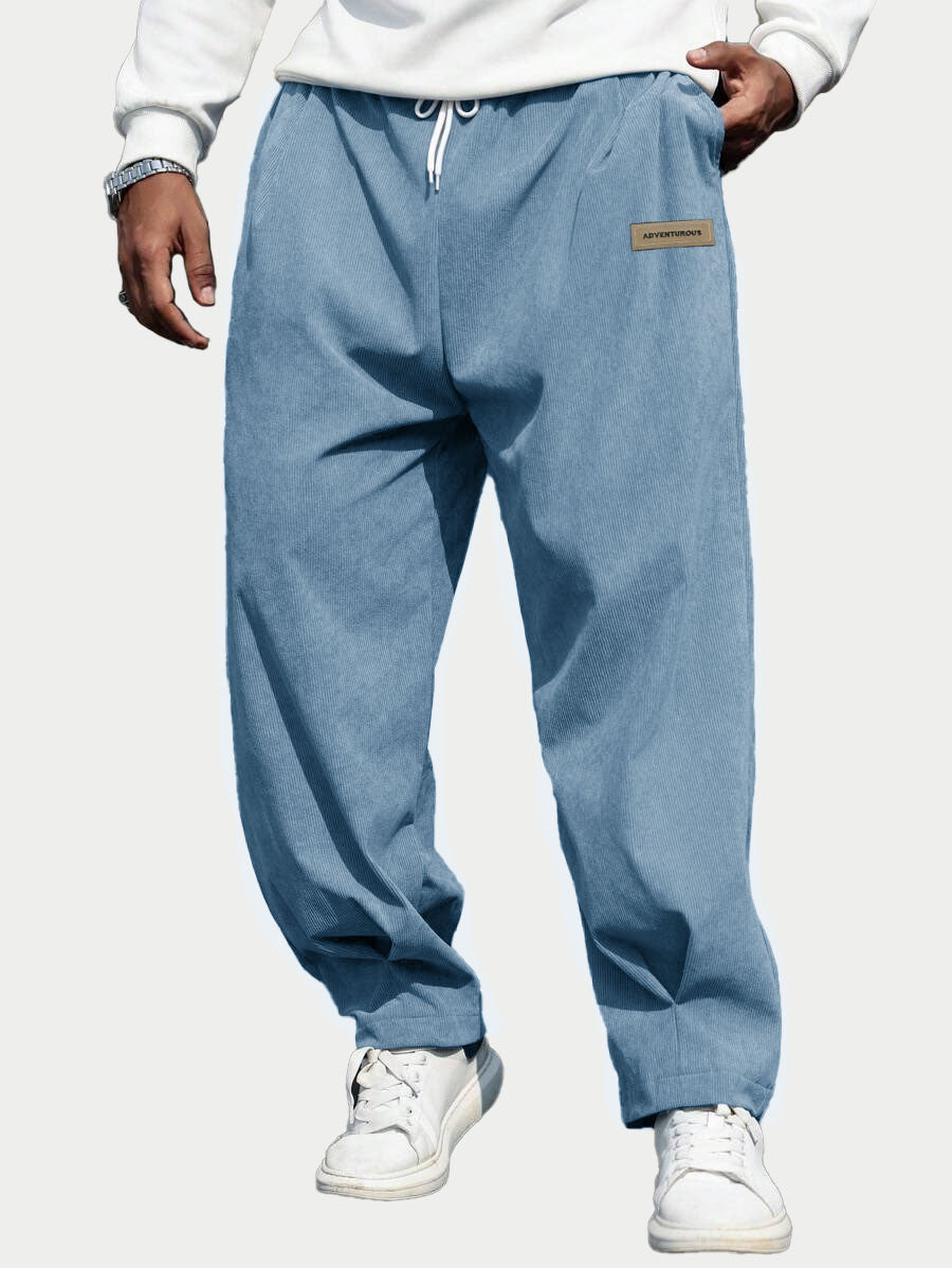 Men's Fashion Casual Sports Corduroy Fabric Logo Embroidered Pocket Trousers