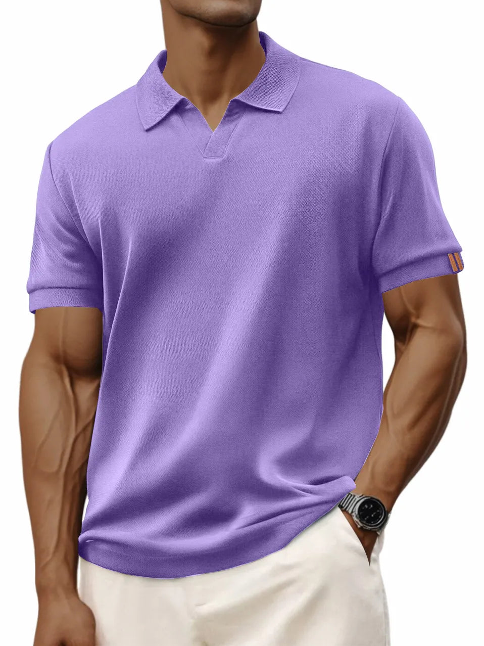 Men's Retro Casual V-neck Short-sleeved Polo Shirt