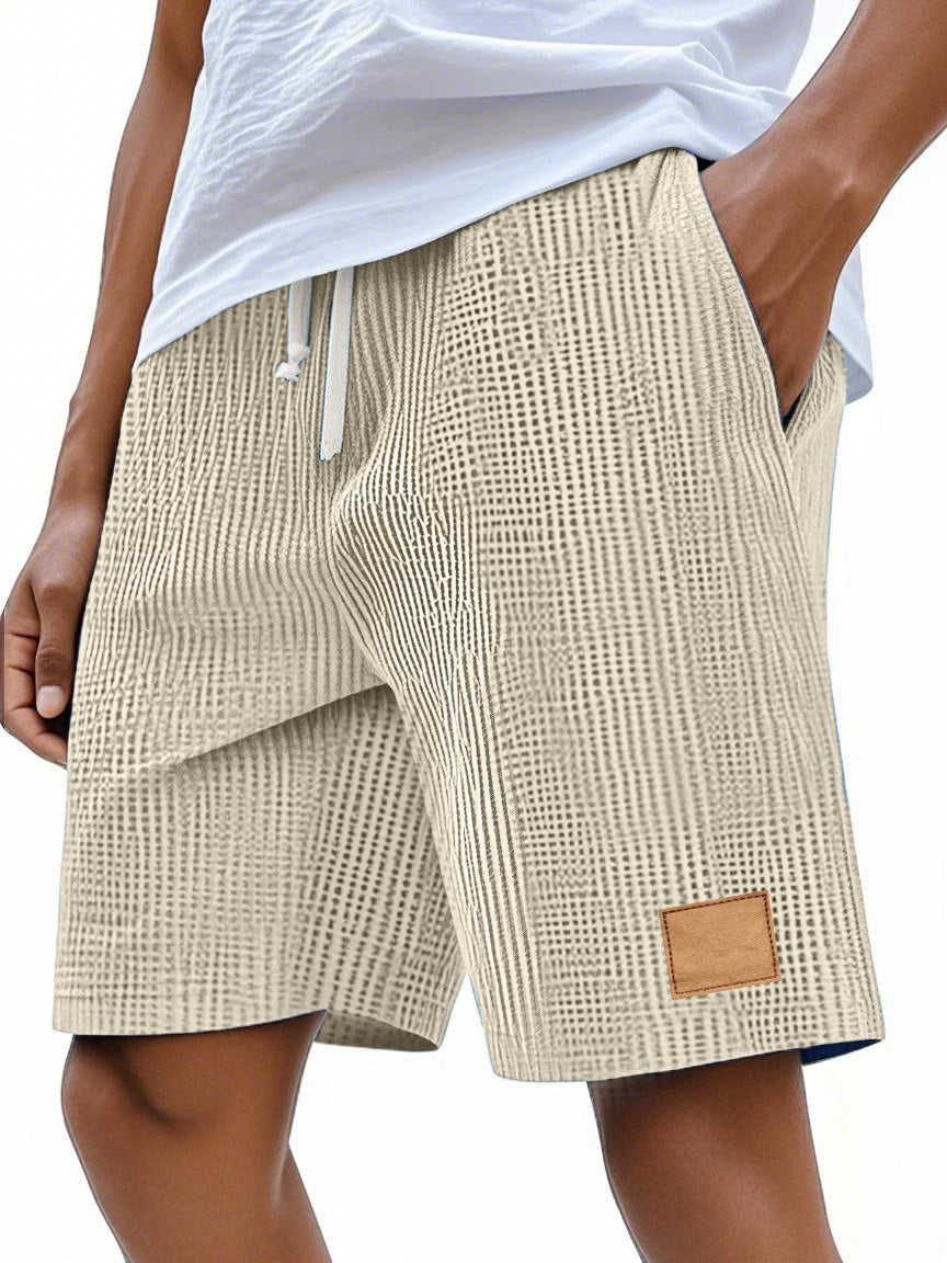 Men's Casual Retro Waffle Logo Comfort Shorts