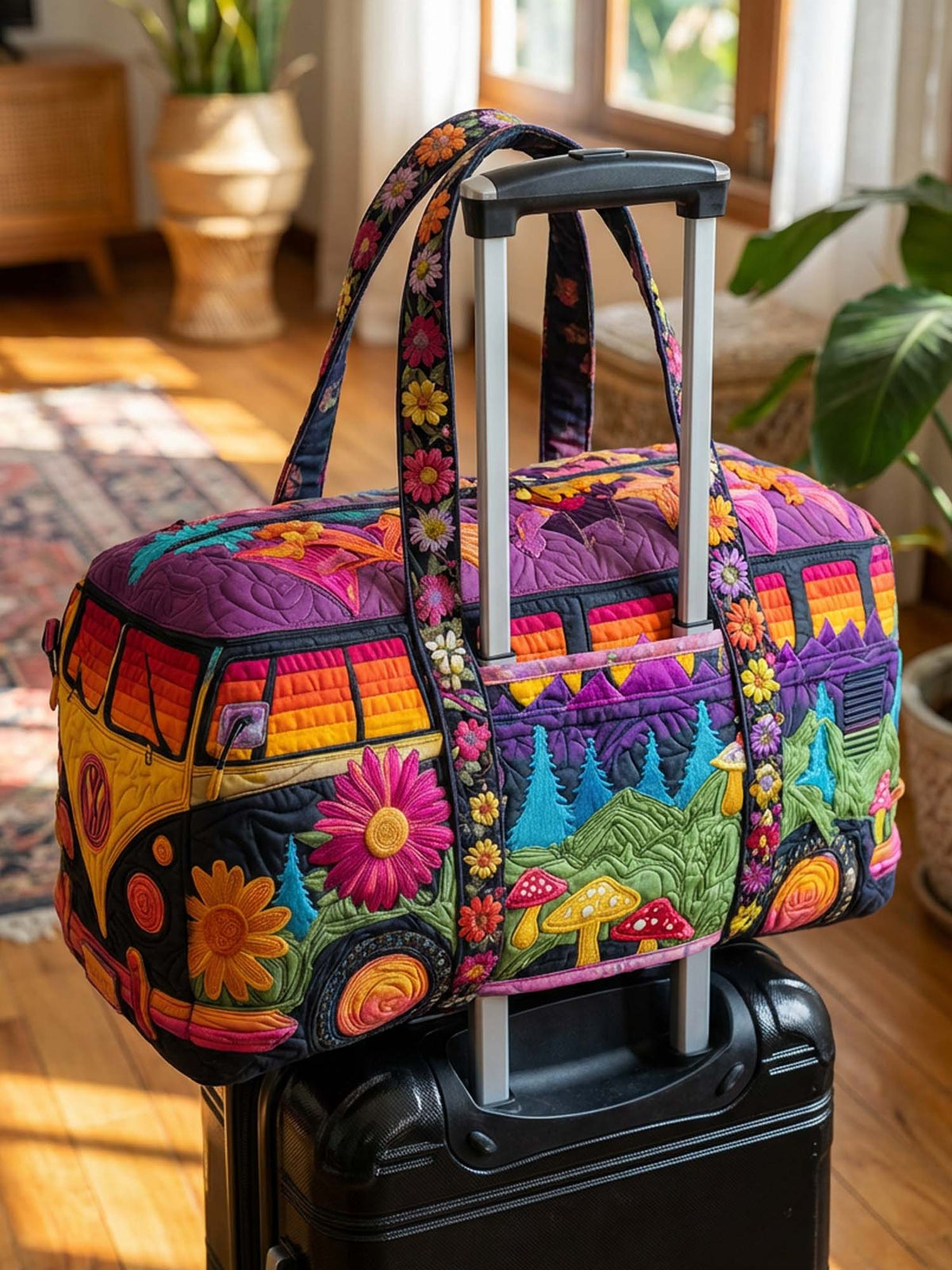 Hippie Van Quilted Weekender Bag With Trolley Sleeve