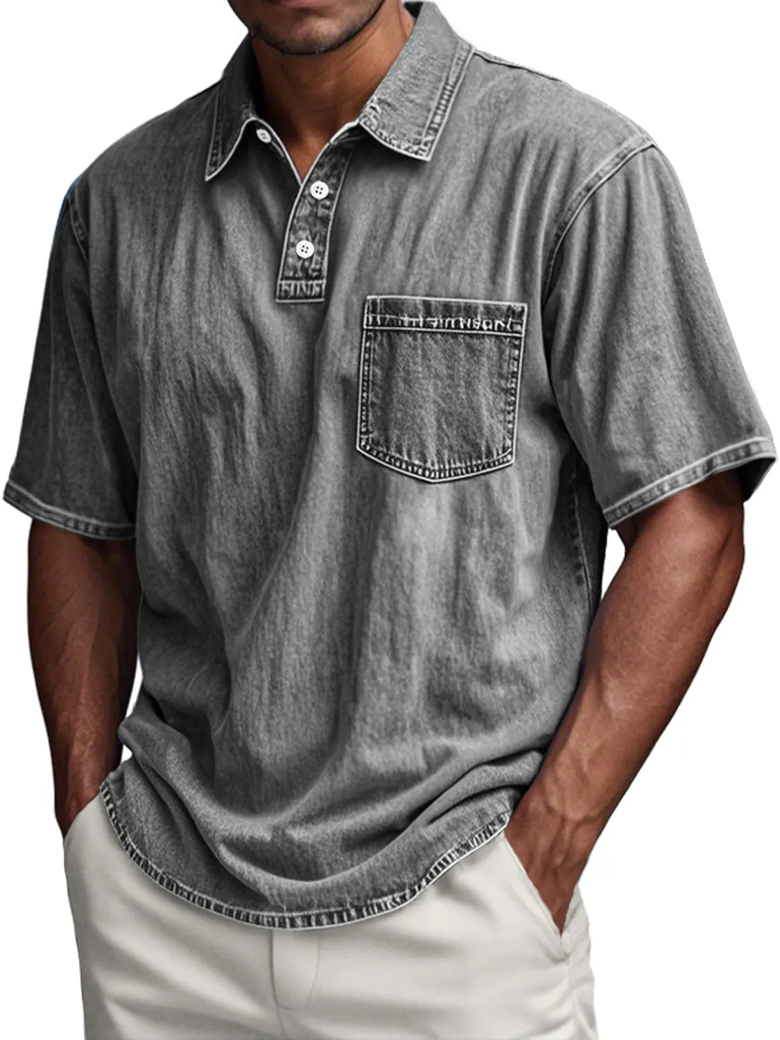 Men's Retro Everyday Casual Pocket Lapel Short-sleeved Polo Shirt