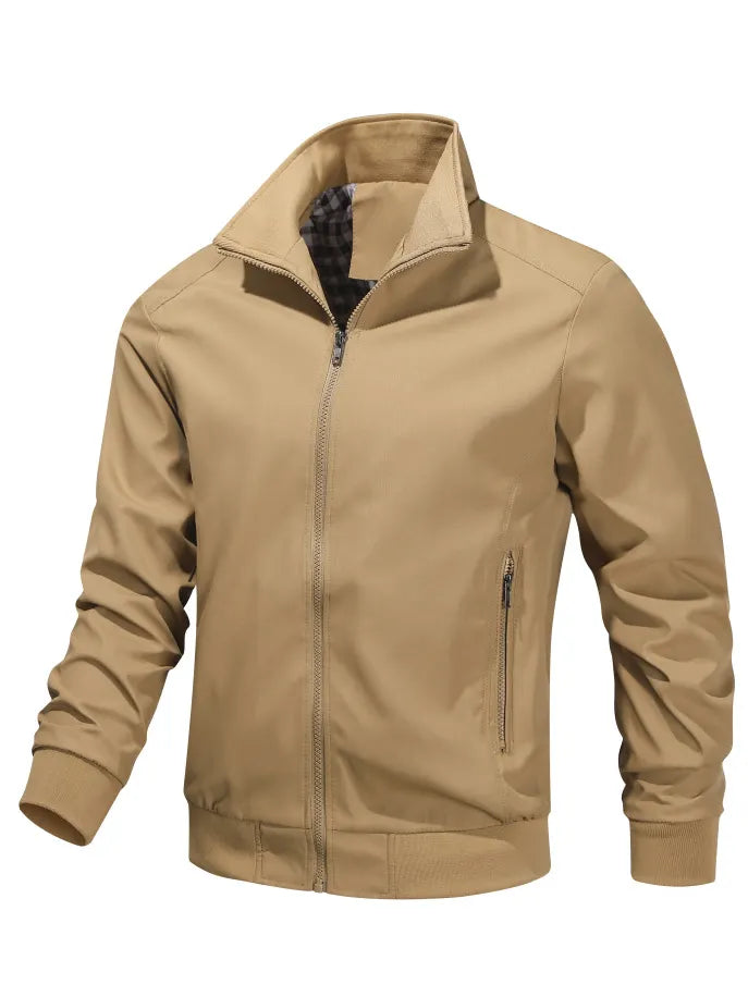 Men's Lightweight Jackets Casual Bomber Windbreaker Zip Up Collared Jacket Golf Windproof Coat