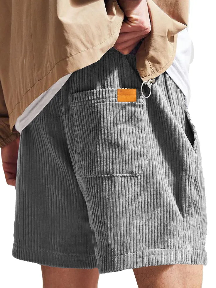 Men's Fashion Casual Corduroy Logo Embroidered Shorts