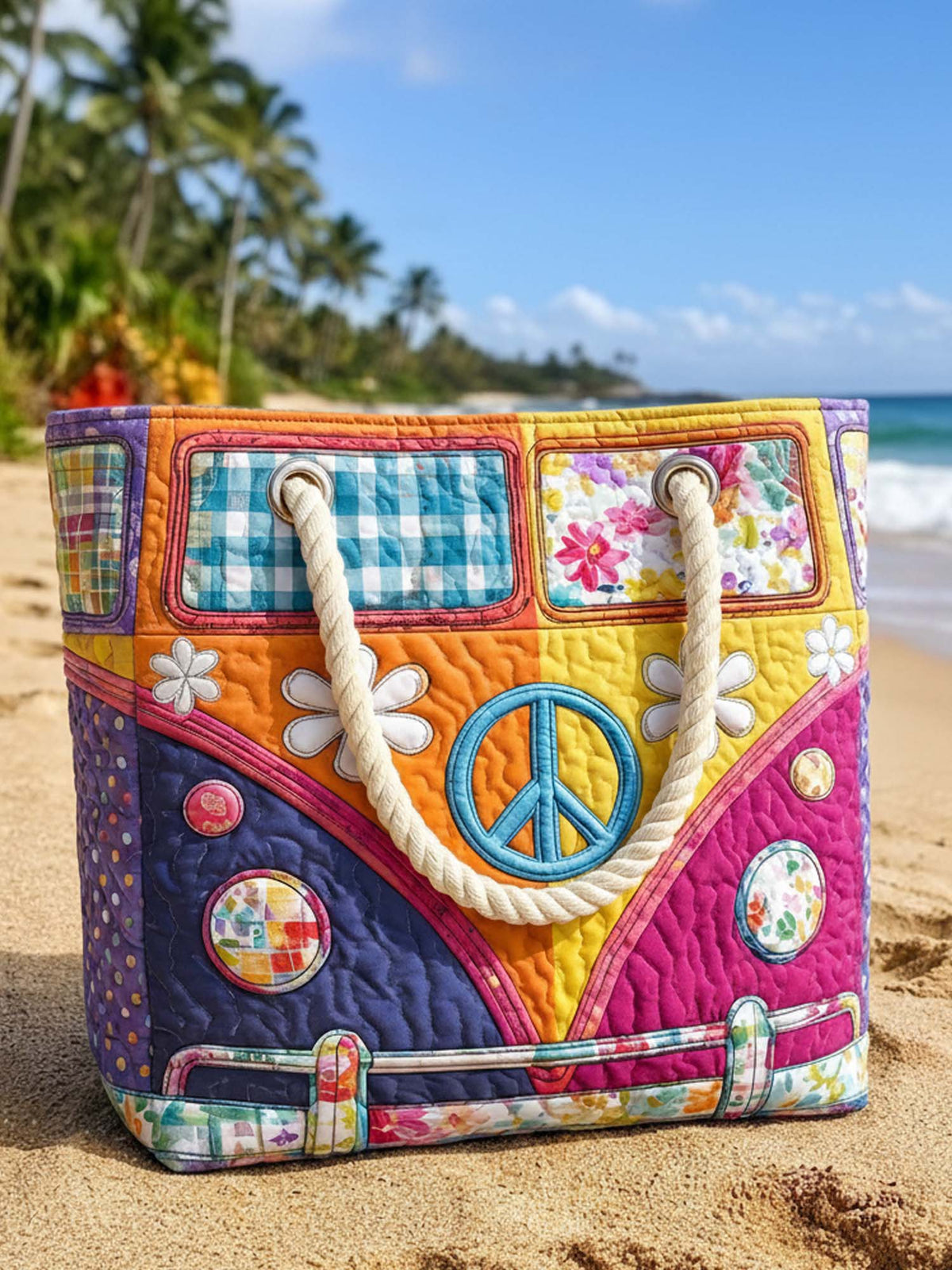 Hippie Van Quilted Beach Bag
