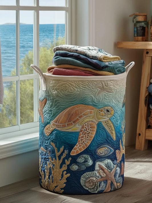 Turtle Quilted Laundry Basket