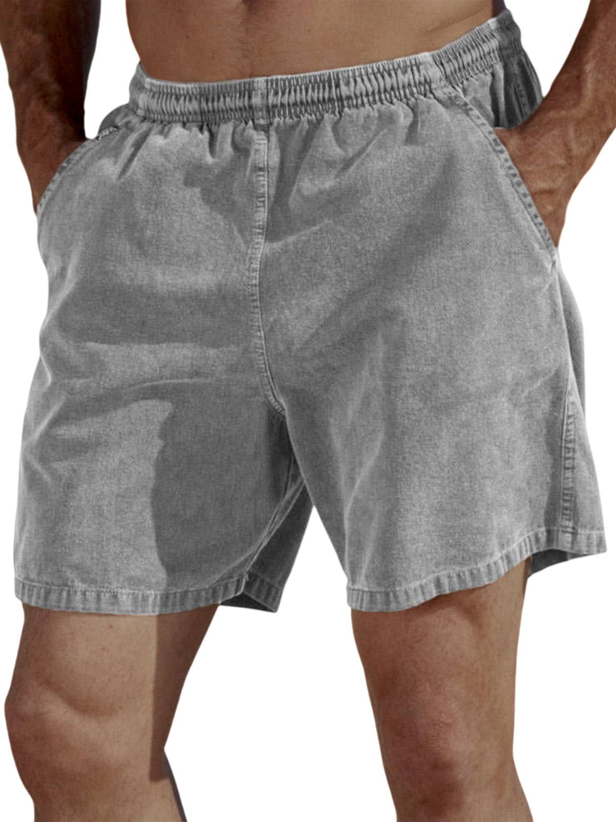 Men's Vintage Dyed Distressed Casual Beach Vacation Elastic Waist Shorts