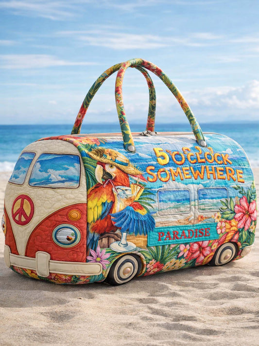 Beachside Van It'S 5 O'Clock Somewhere Quilted Duffle Bag