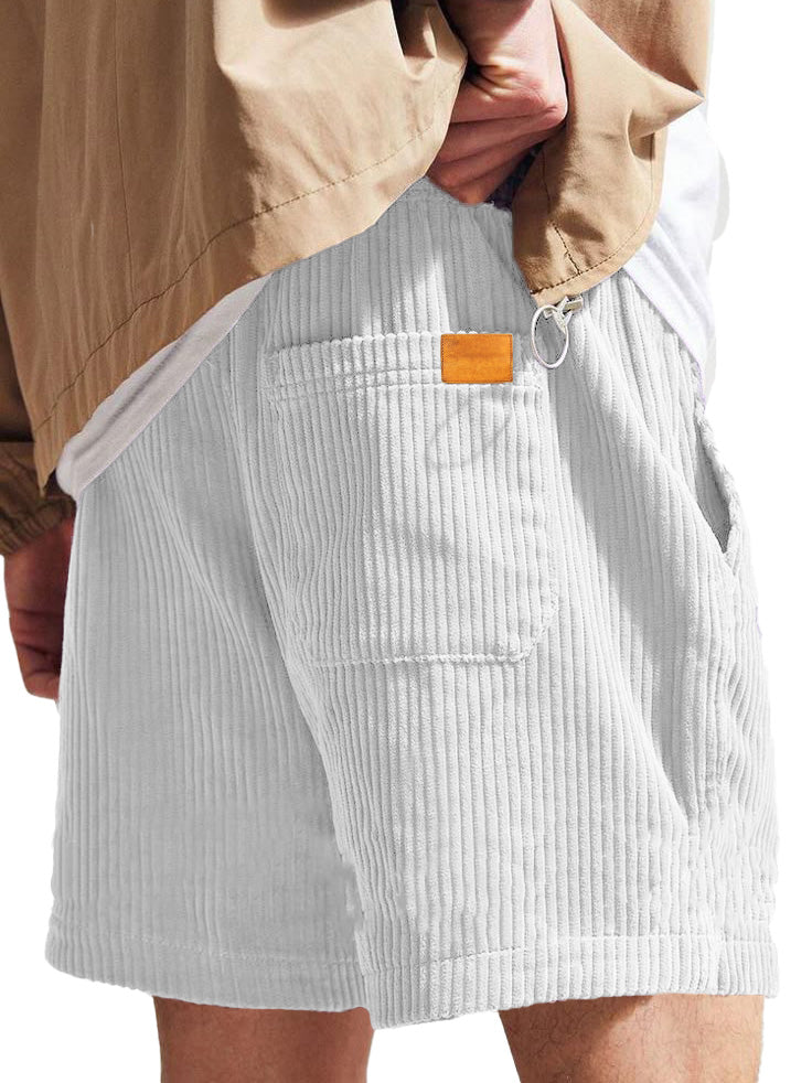 Men's Fashion Casual Corduroy Logo Embroidered Shorts