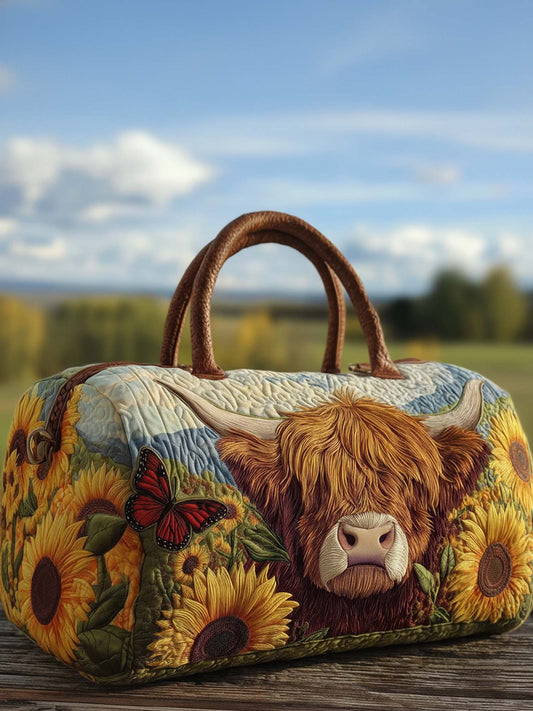 Highland Cow Quilted Duffle Bag