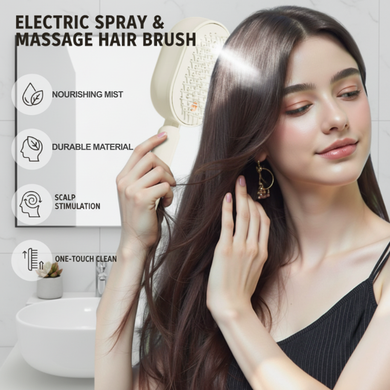 ⏳LAST DAY SALE 50% OFF🎉💕Electric Spray Air Cushion Massage Comb 💨| Detangle, Moisturize💧 & Red Light Therapy
